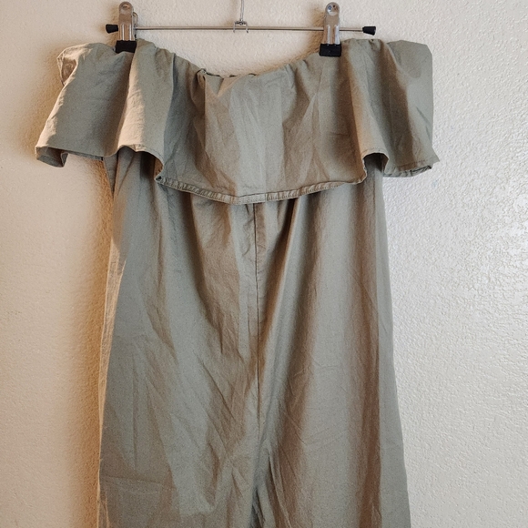 HATCH Maternity Frankie Green Sleeveless Wide Leg Ruffle Jumpsuit - Picture 13 of 13